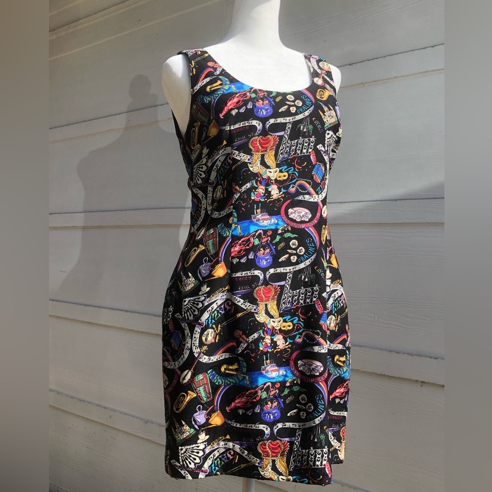 Vintage Nicole Miller 100% Silk Patterned Dress